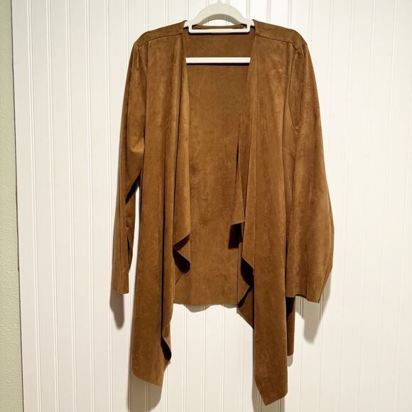 Soft Surroundings Ultra Soft Faux Suede Topper Jacket Draped Front Size XL - Picture 2 of 7